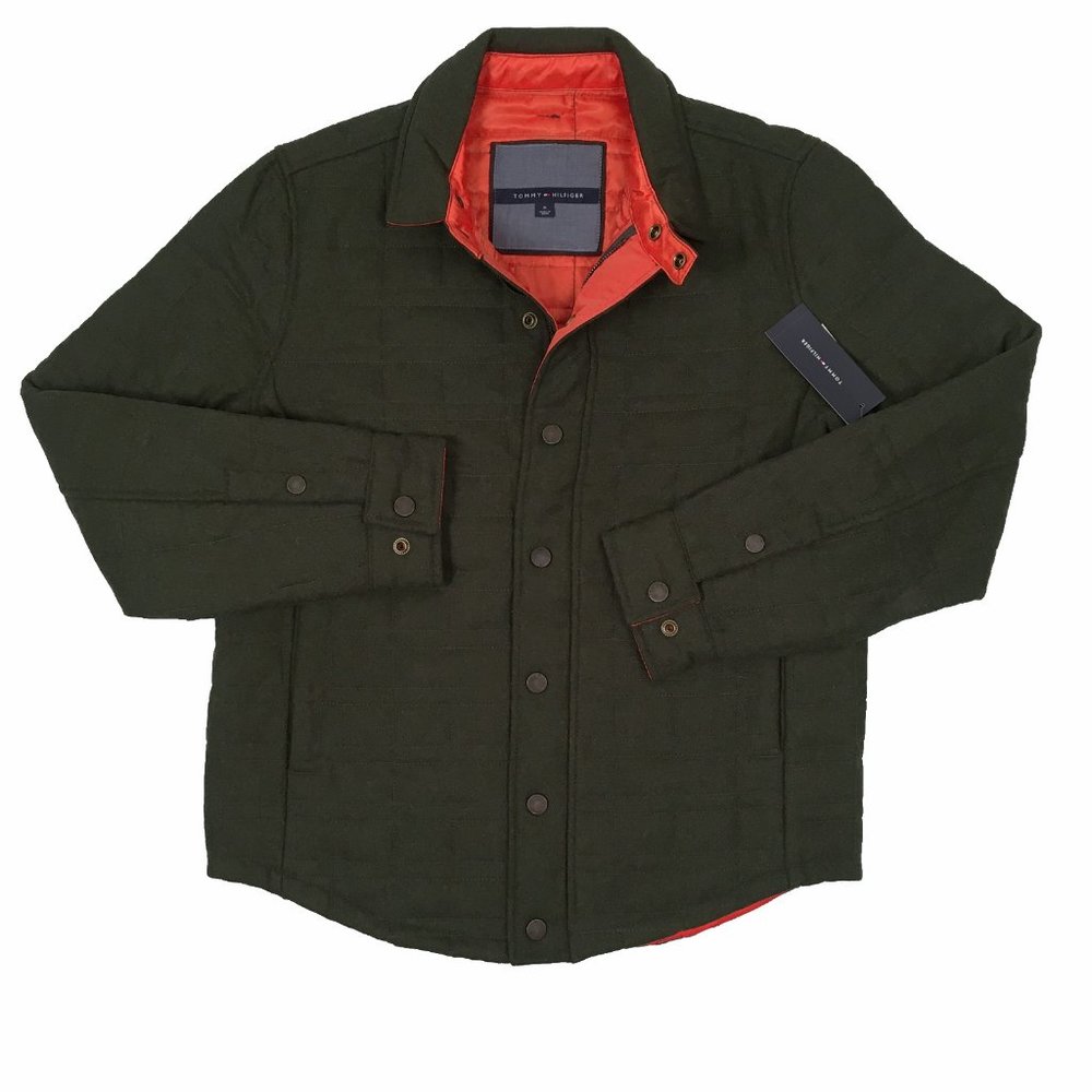 NEW $189 Tommy Hilfiger Wool Loden Jacket! Forest Green Handsome Quilted Design